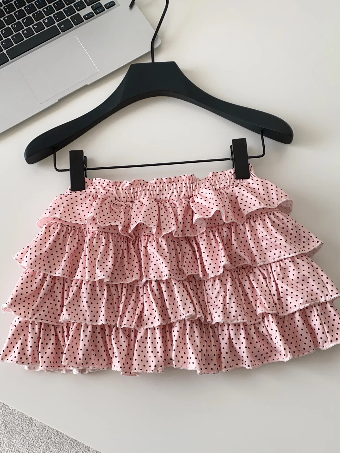 

Korean Sle Sweet Simple Polka Dot High Waist A-Line Skirt for Women Pink Wood ain ort Skirt Slimming Versatile