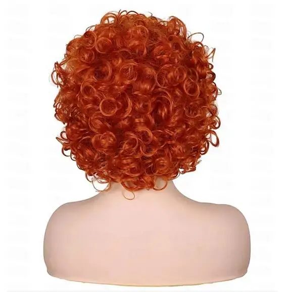 Perruque Courte Bouclée Orange et Rouge pour Femme, Costume de Cosplay pour Halloween