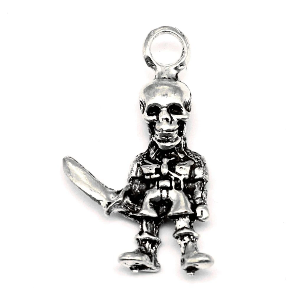 2pcs 22x37mm Pirate Charms Men Pendant Hobbies And Crafts Materials Cute Jewelry Antique Silver Color