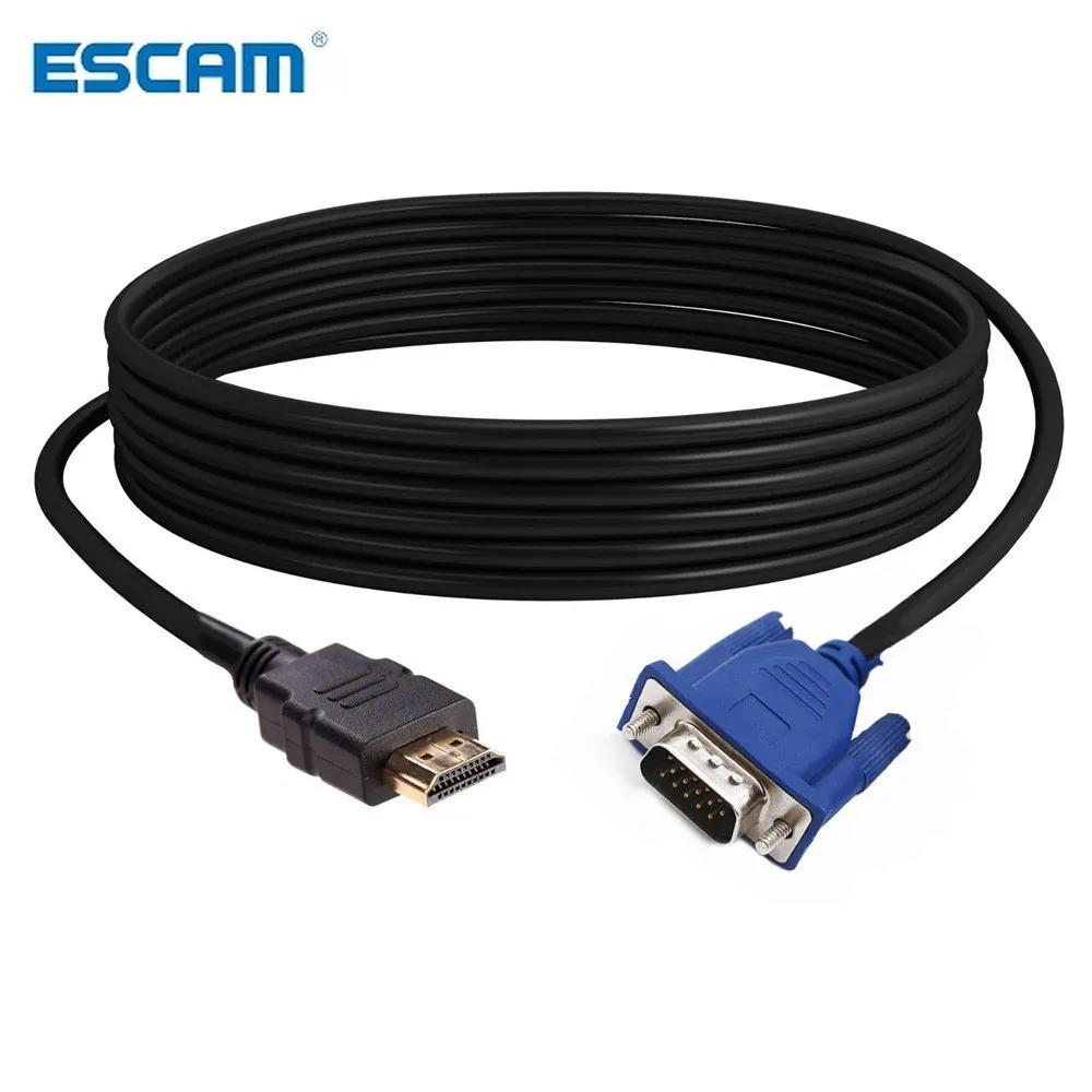 

Кабель HDMI-совместимый с VGA, 3 м/5 м/10 м, 1080P HD с аудиоадаптером, кабель VGA, противоскользящая вилка, износостойкий