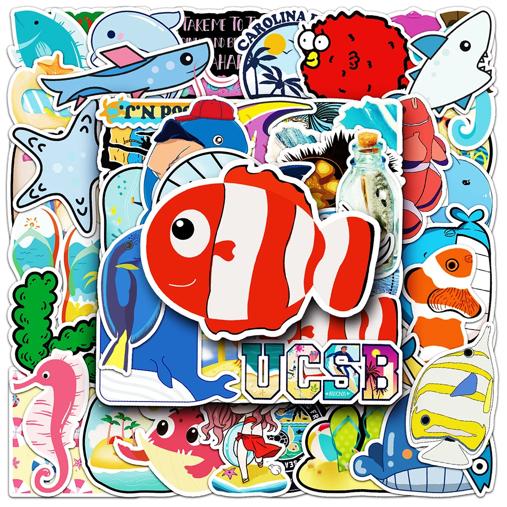 10/30/50/100pcs Cute Marine Life Environmental Protection Stickers Cartoon Decal Laptop Scrapbook Phone Diary Decoration Sticker