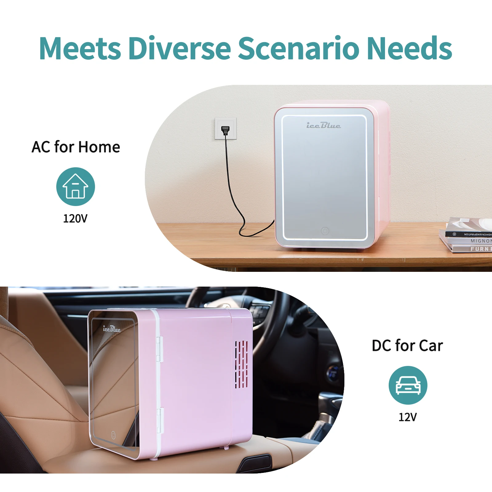 IceBlue 4л зеркальный мини-холодильник двойного назначения для красоты, макияжа, ухода за кожей, холодильник AC/DC, теплый косметический холодильник для домашнего автомобиля