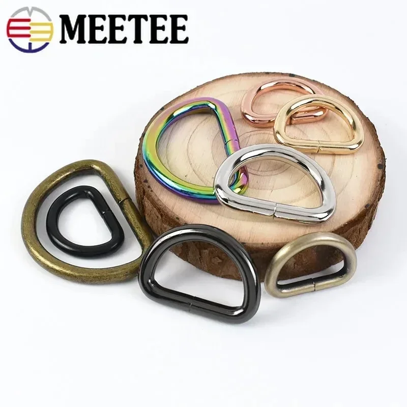 50pcs Meetee 12-50mm D Rings Metal Buckles for Webbing Bag Strap Adjuster Buckle Dog Collar Clasp DIY Hardware Accessories