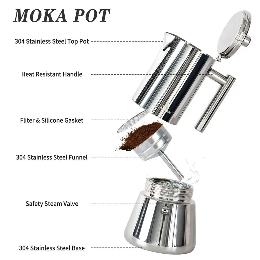 ماكينة صنع الاسبريسو، وعاء موكا سعة 12 كوبًا سعة 17.5 أونصة، ماكينة صنع القهوة الكوبية والإيطالية من الفولاذ المقاوم للصدأ لكافتيرا كوبانا، Greca De Cafe Induct