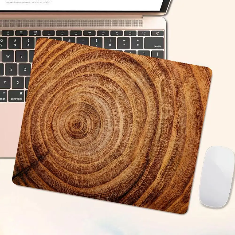 Wood Grain Annual Ring Mousepad Small Square Gaming Mouse Pad LockEdge Computer Keyboard Table Desk Mat Deskmat Office Accessory