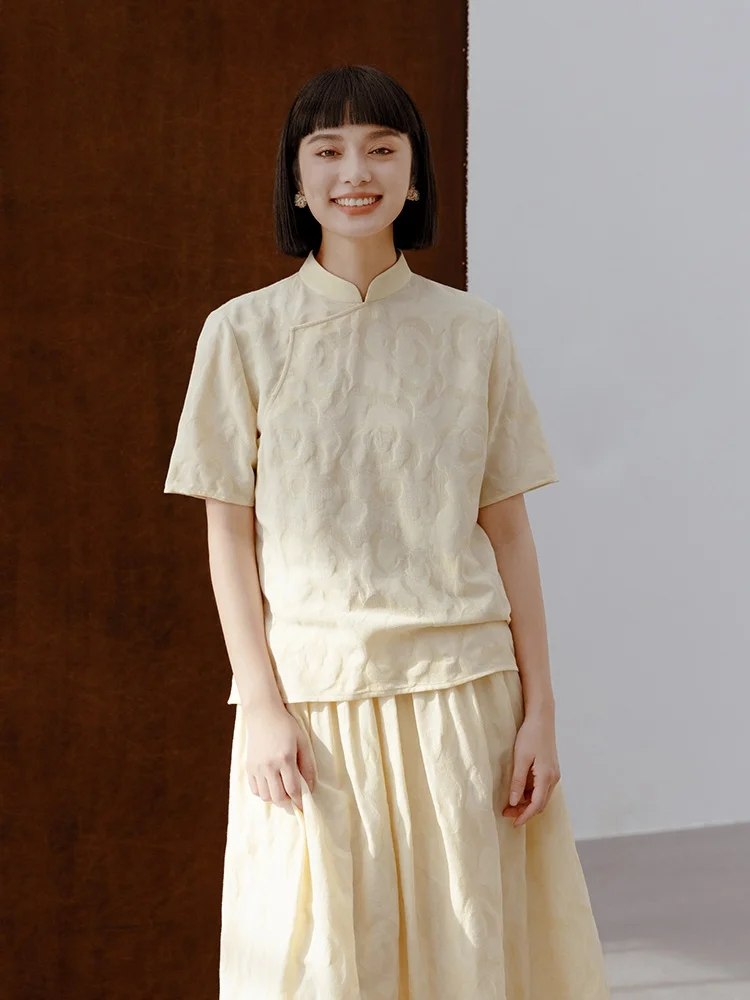 

New Le Collection Summer Thin ort Sve Knitwear ort Sve Embroidered Silk Blend Stand Collar T-irt Commute Sle ...