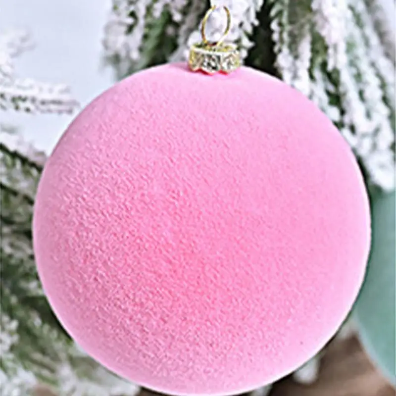 Flocked Attractive festivl Christmas balls Affordable and colorful Set of 12 easy to hang Uniform Size  Handmade Velvet Ornament