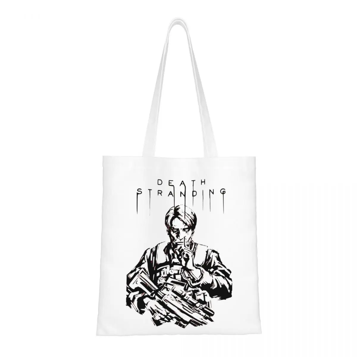 

Death Stranding Cliff Unger Canvas Tote Bag Reusable Large Capacity Fashion Bags for Unisex