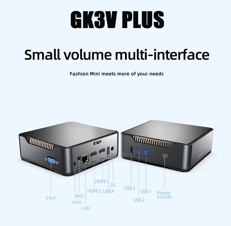 SZBOX GK3V Plus كمبيوتر صغير Intel N97/N95 M.2 2280 NVME WIFI6 BT5.2 Win11 دعم 8K HD عرض سطح المكتب مكتب ألعاب الكمبيوتر