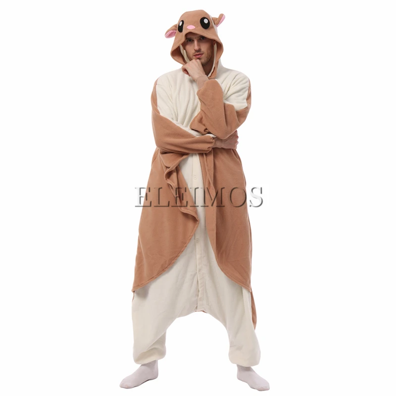 ELEIMOS Adult Kigurumis Pyjamas Halloween Onesie Flying Squirrel For Women Men Cartoon Pajama Homewear Cosplay Costume