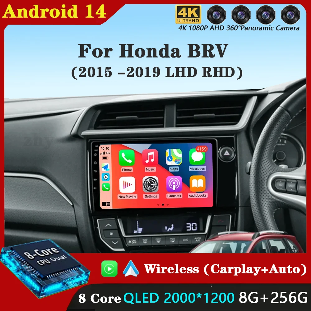 

Android 14 Carplay Auto For Honda BRV 2015 -2019 LHD RHD Car Radio Multimedia Video Player Navigation GPS No 2Din 2 Din DVD DSP