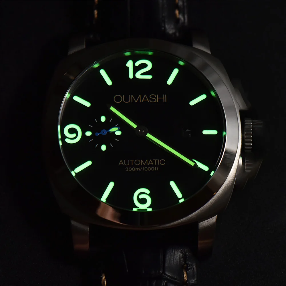 Watch 44MM Black Blue watches stainless steel case men\'s watch sapphire glass leather bracelet ST2555 movement
