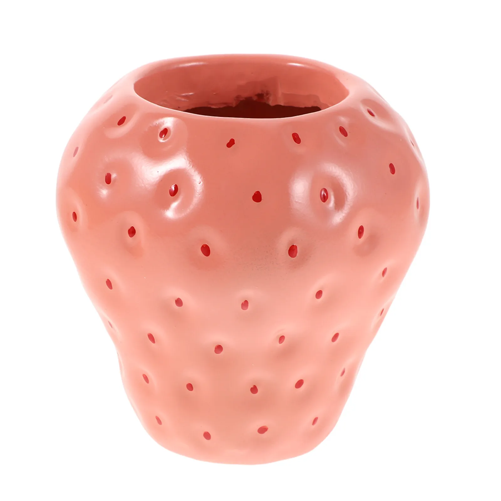 Strawberry Vase Pink Resin Small Decorative Vase for Floral Arranging Dried Flowers Propagation Kitchen Living Room Bookshelf