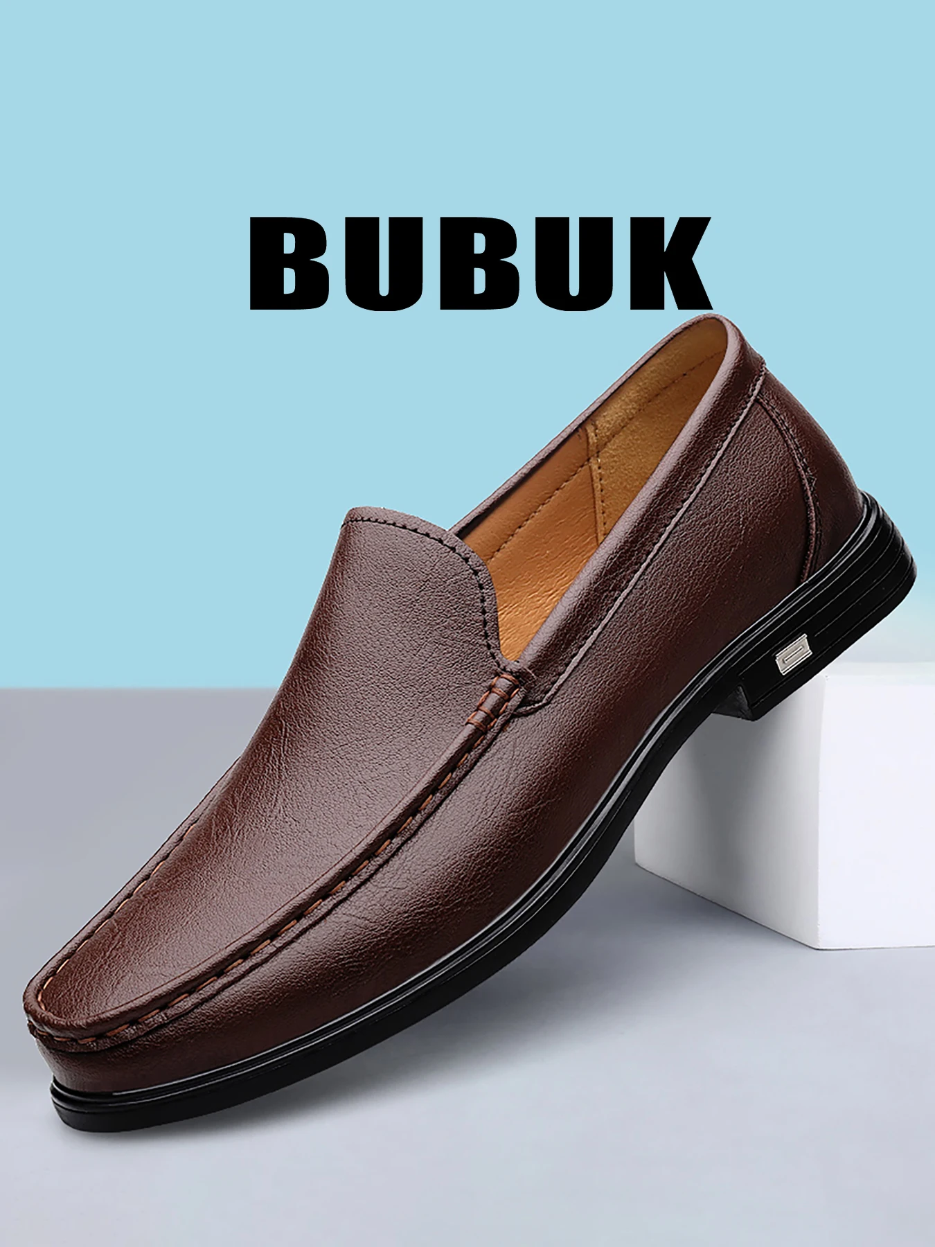 Bubuk Men's Slip-On Formal Leather Shoes, Laceless Slip-On Men's Shoes, Business Leather Shoes, Suitable for Work Commute, Workplace Meetings, Banquets, Weddings, Daily Travel, and Versatile Men's Leather Shoes