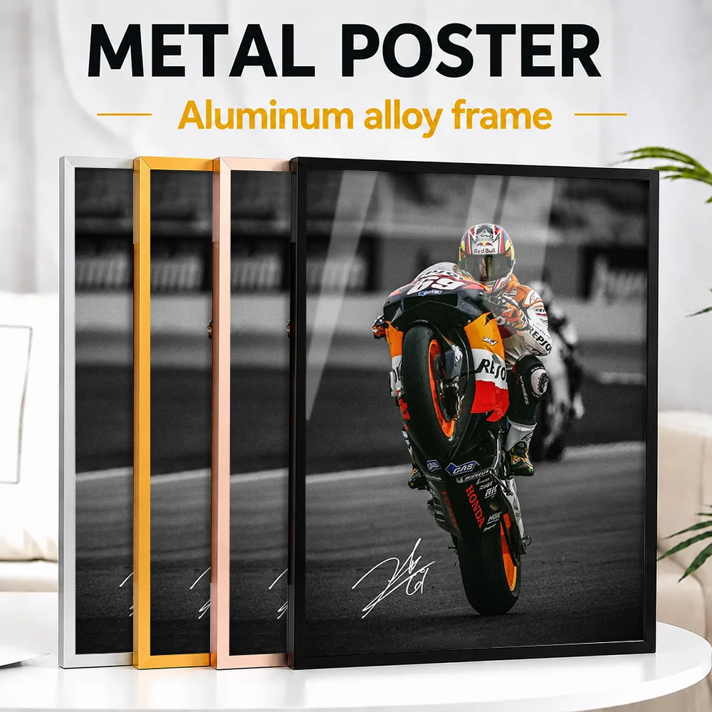 Nicky Hayden MotoGP Framed Aluminum Metal Poster Customized Photo Dynamic Victory Style Wall Art For Garage Memorable Fan Gift