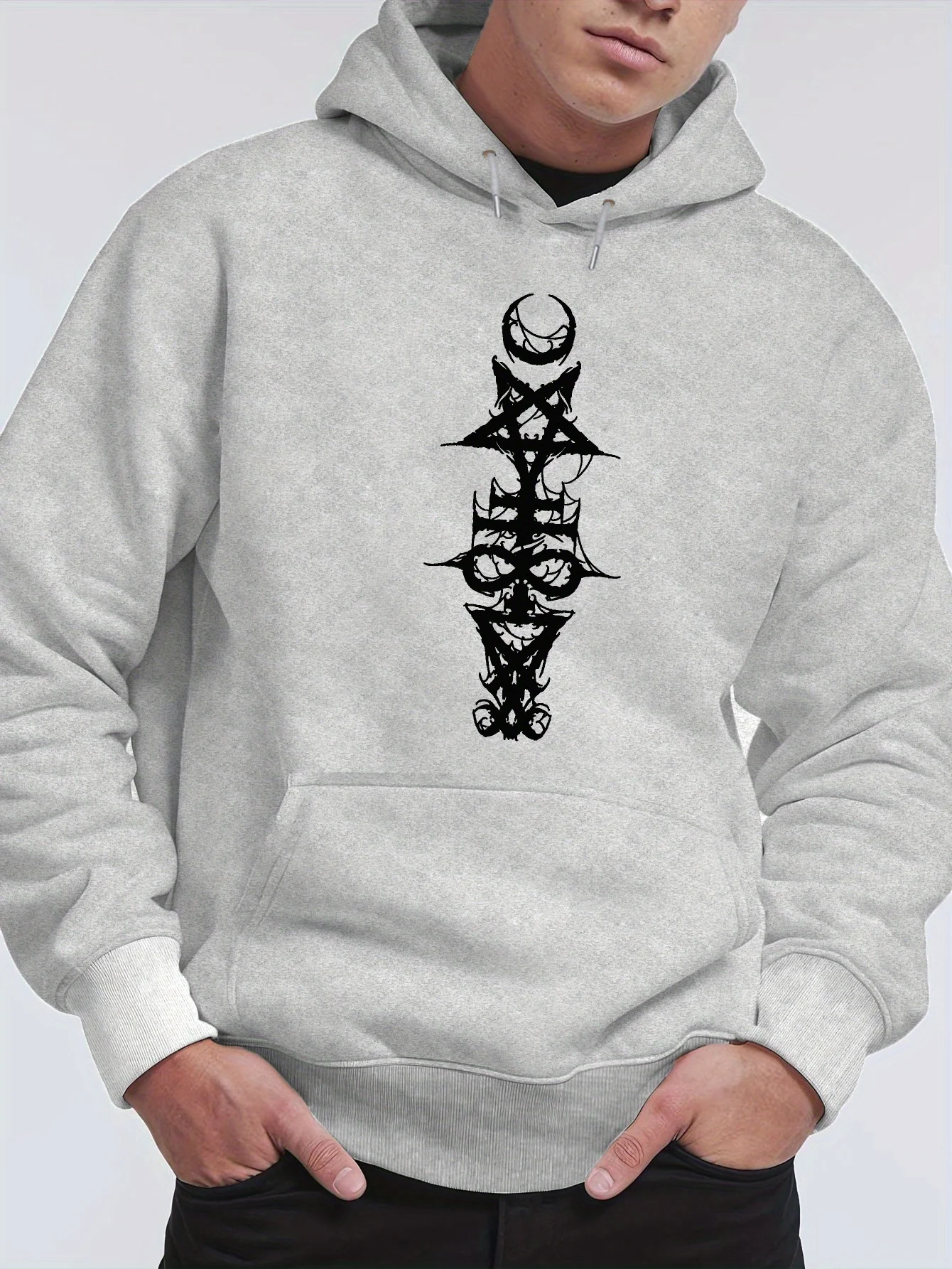 

Mysterious Symbol Printed Men'S Hoodie - Stylish Sweatshirt ,Versatile for Spring, Casual Long Sleeve Pullover, Trendy Hoodie