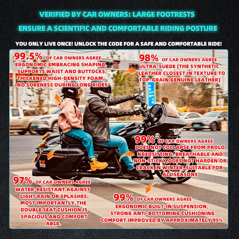 Applicable to Harley Flagship Glide Touring Road Street CVO Road King Adjustable Thickened Double Seat Backrest Seat 24-26