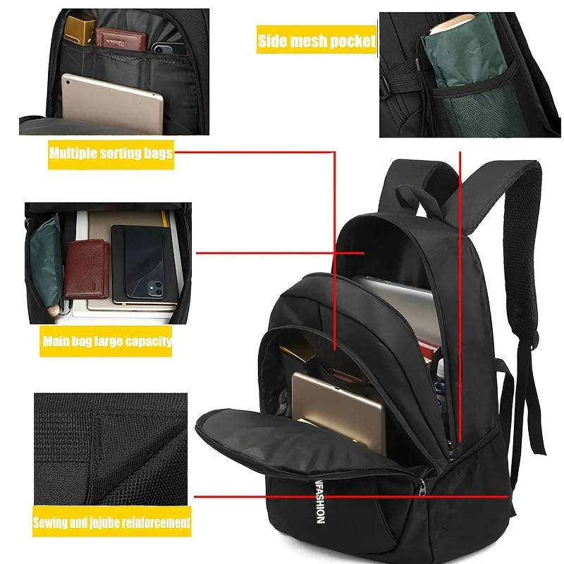 Mochilas para hombre Oxford impermeables, mochila para computadora portátil de negocios, mochila informal de viaje, mochila escolar para estudiantes de secundaria