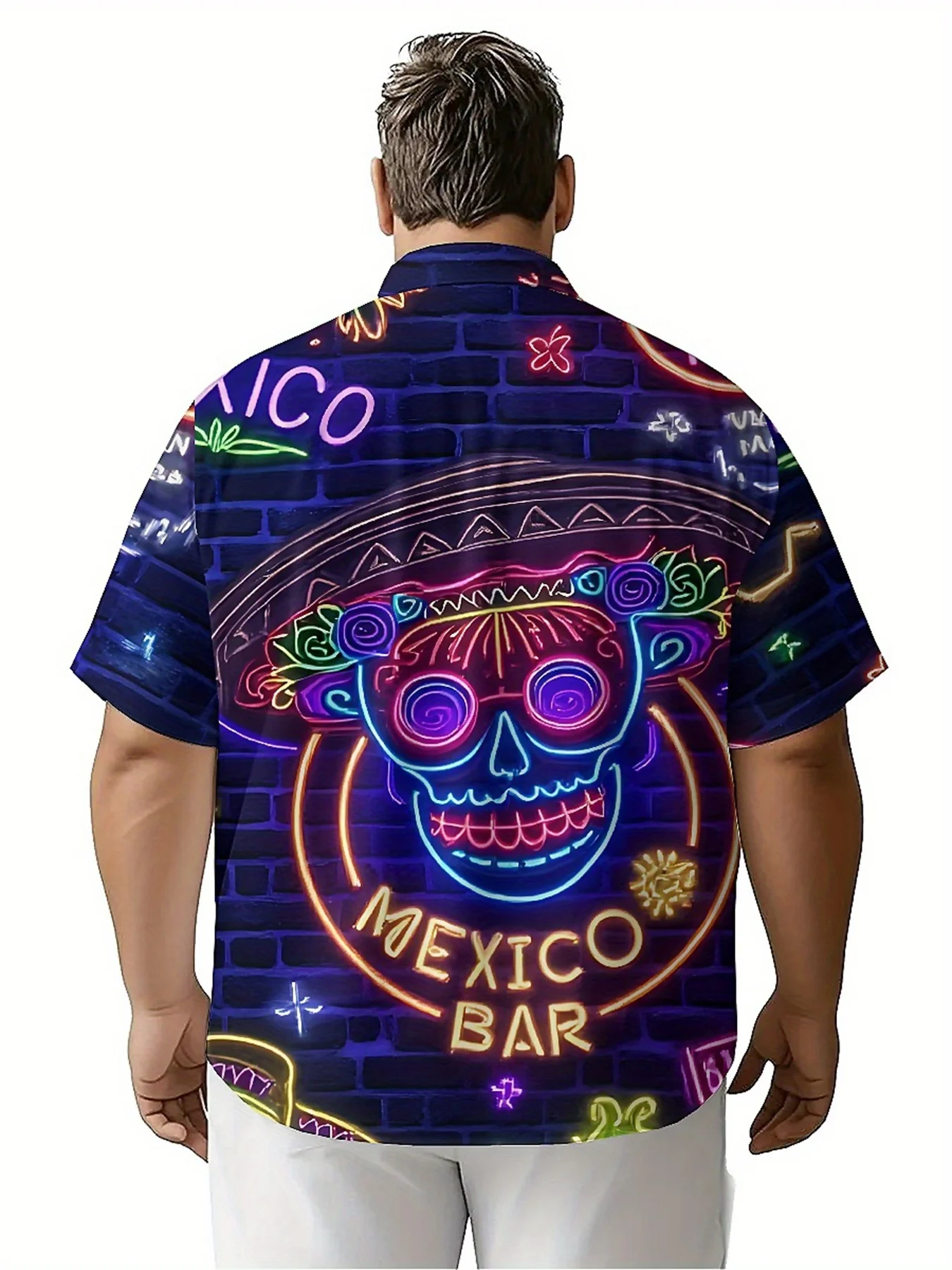 قمصان هاواي مقاس كبير للرجال بنمط كرنفال مكسيكي، قمصان بأزرار، ملابس كاجوال للجنسين، قمصان صيفية