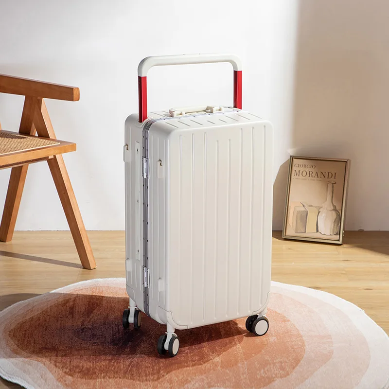 Valise à roulettes universelle muette pour hommes et femmes, cadre en aluminium, nervure large, bagages d'embarquement d'affaires, voyage, 20 po, le plus récent