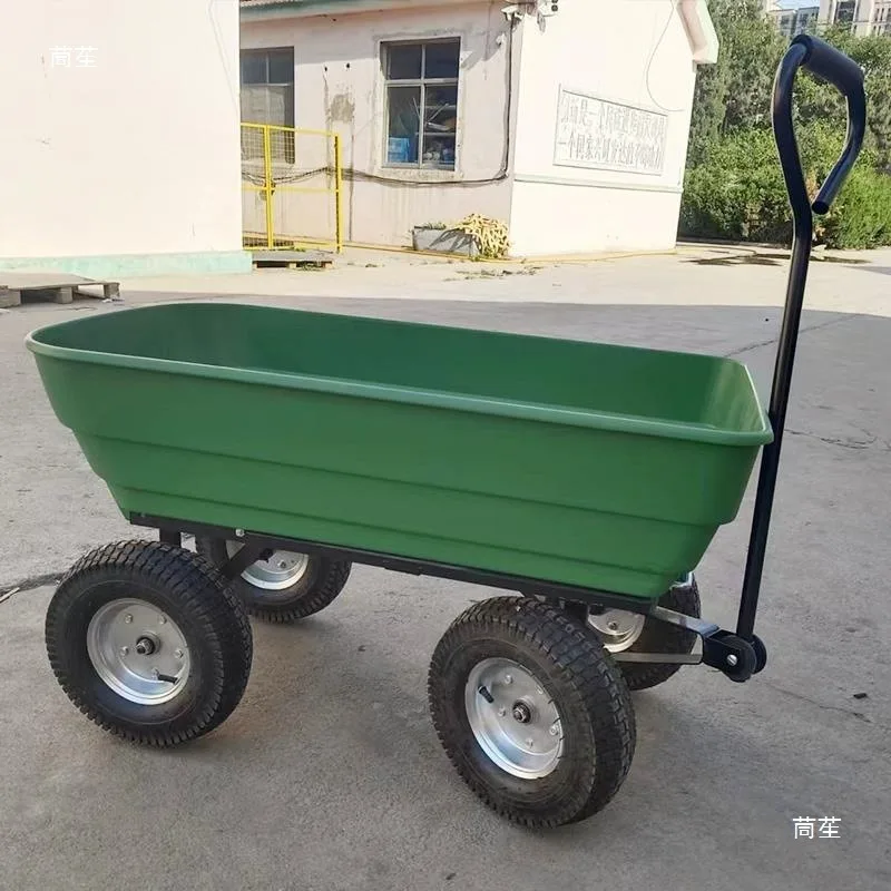 Four-wheel Tractor Trailer Plastic Dump Truck Beach Camping Stall Trolley Flat Pull Truck Push Pull Truck