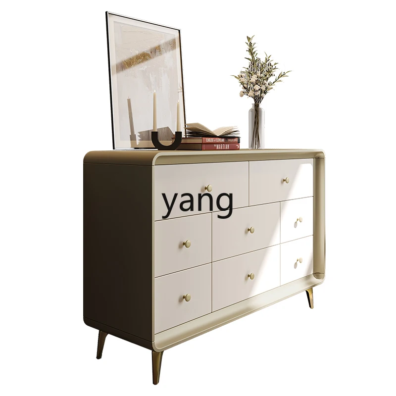 

Yjq Light Luxury Chest of Drawers Storage Cabinet Solid Wood Bedroom Modern Minimalist Living Room Entrance Chest of Drawer