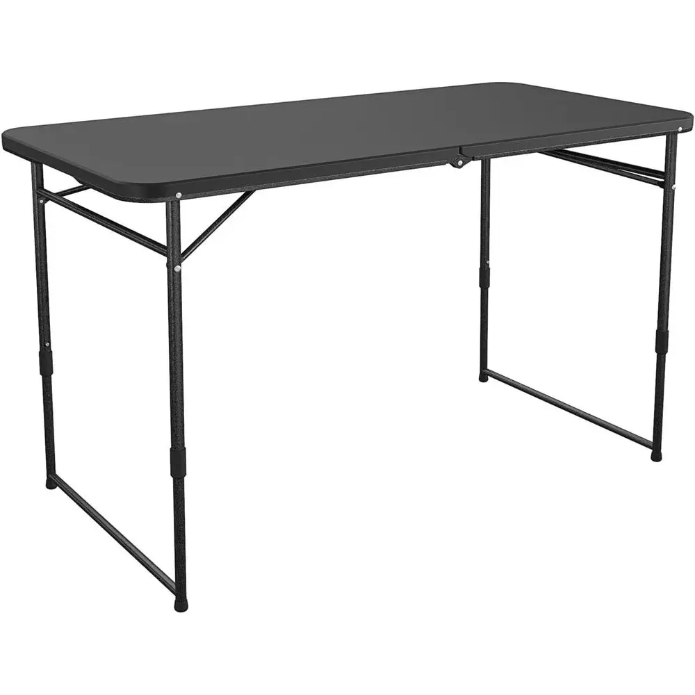 

4-Foot Adjustable Height Black Utility Table for Indoor and Outdoor Use
