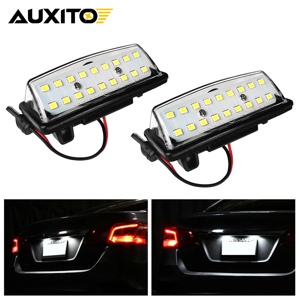 2x White LED License Plate Light For Nissan Sentra Pathfinder Leaf Altima Sedan Murano Quest Versa Note Infiniti JX35 QX60 QX56