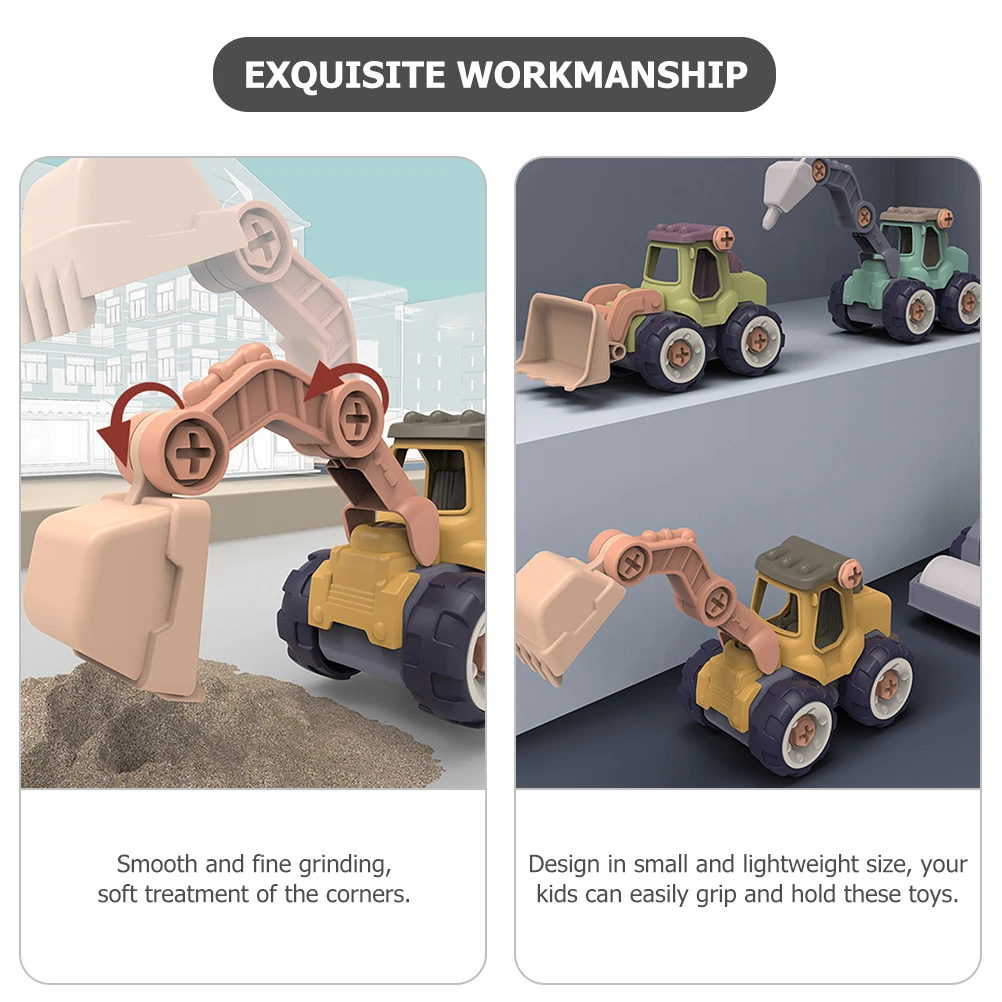 4 قطع لعبة سيارة البناء الصغيرة البلاستيكية تجميع السيارات مجموعة ألعاب محرك الأطفال ألعاب الأطفال خفيفة الوزن وناعمة