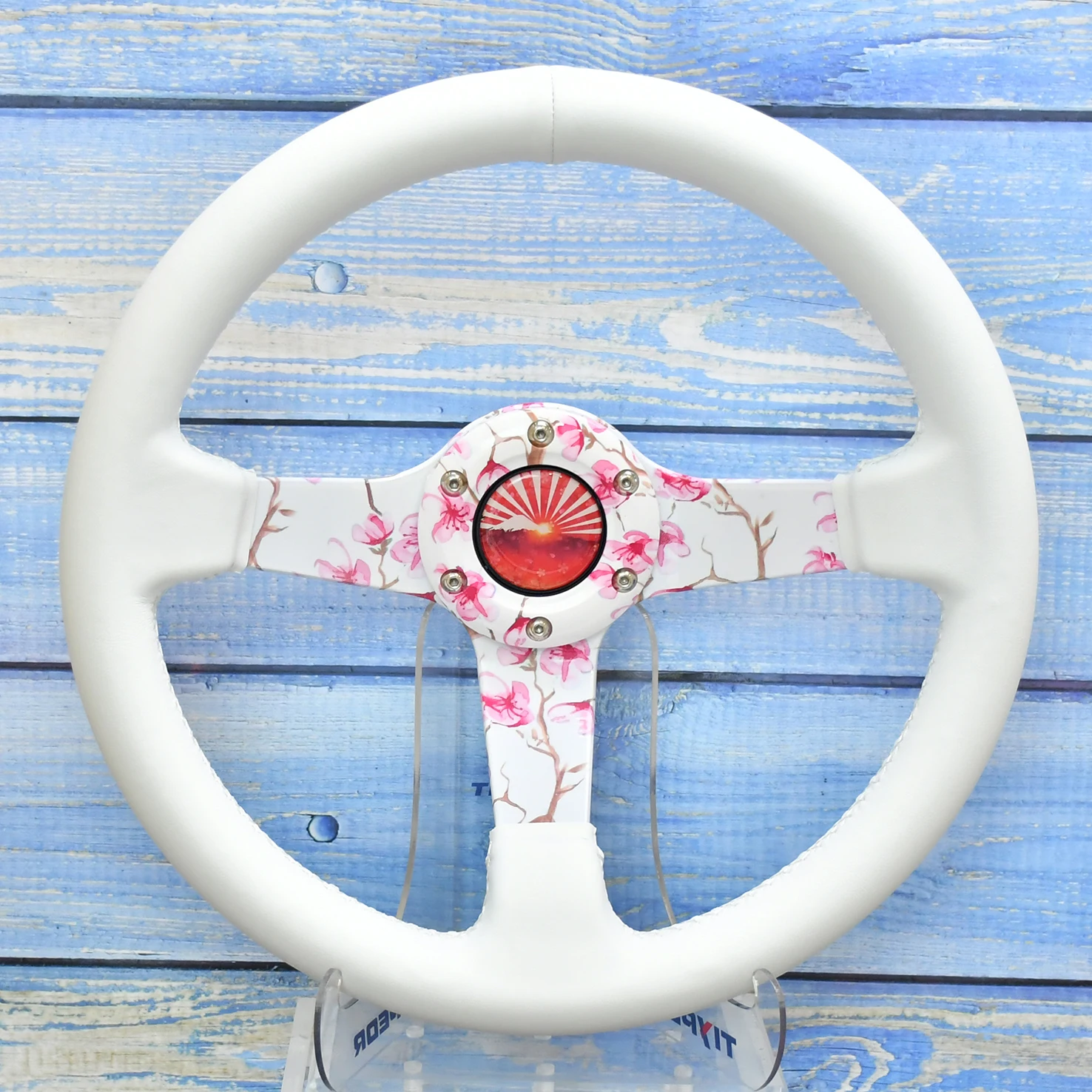 

Universal 320mm Steering Wheel Car Accessory for Vehicle Control Flowery Embroidery For Racing Style