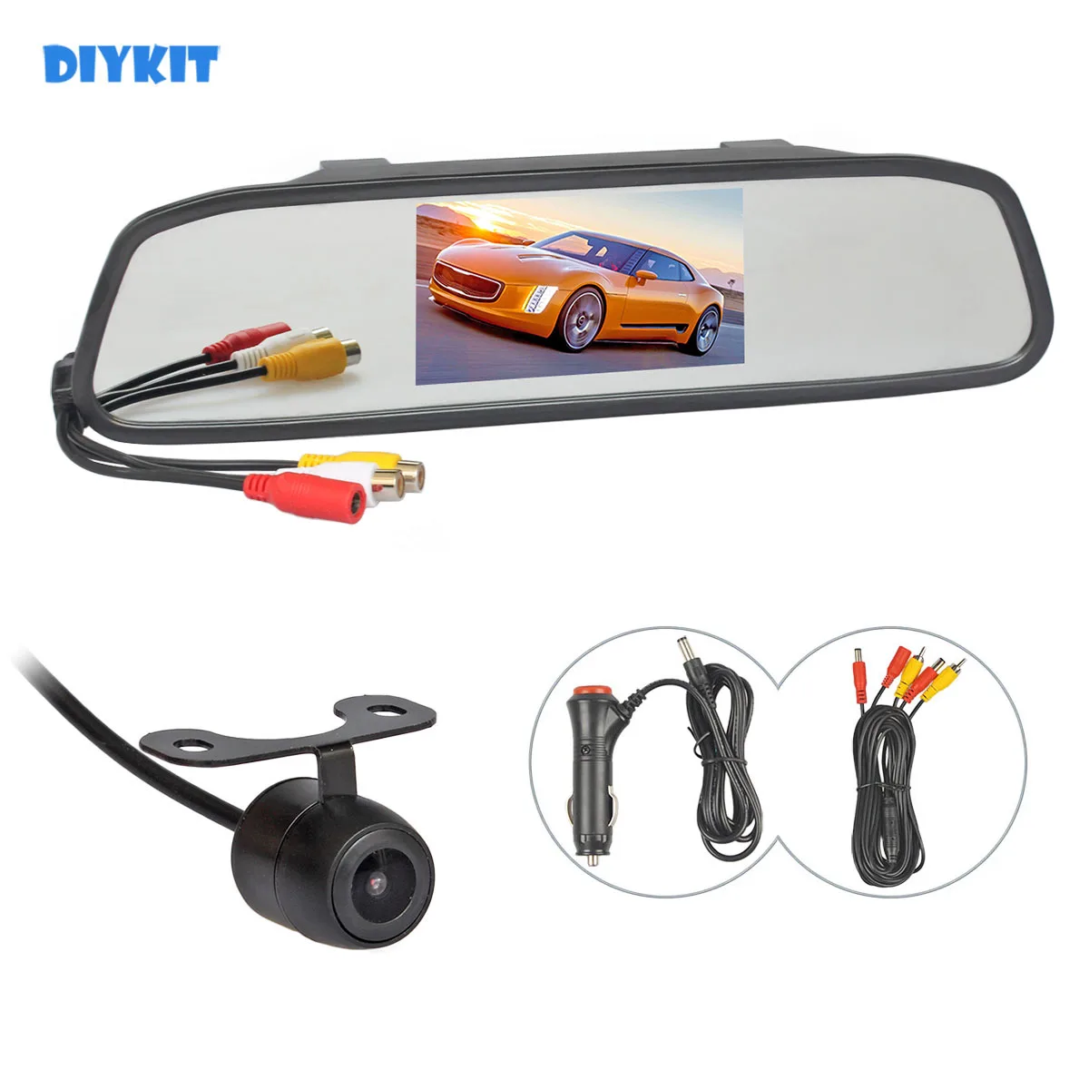 

DIYKIT 4.3inch Car Monitor Backup Mirror Monitor + Waterproof HD Rear View Car Camera Video Parking Accessories