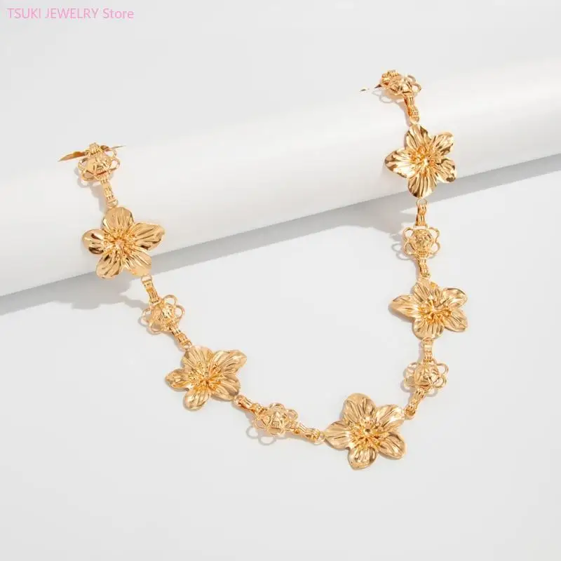 62ke رقيقة ثلاثية الأبعاد زهرة الخصر سلسلة من الحديد الحديد المجوهرات جسم الجسد القابل للتعديل ملحق مثالي للارتداء الرسمي غير