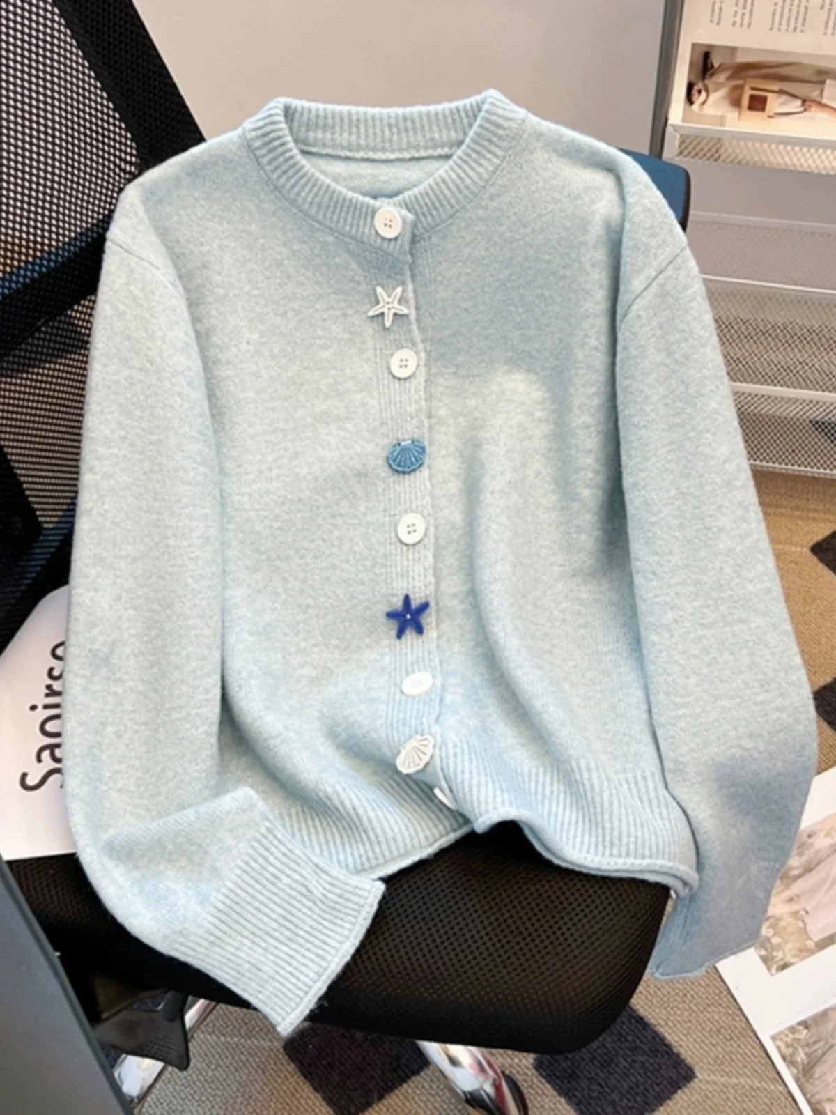 

Soft Cozy Women's Spring Autumn Knitted Open Cardigan Sweater Loose Fit ort Top Commute Sle Korean Version Button Design