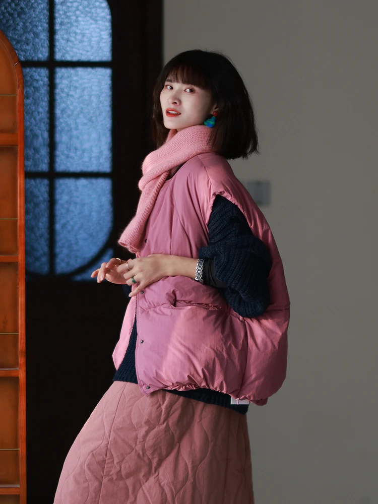 

Original Design Women's Winter Thiened Warm round Nedown Jaet Korean Sle Loose Fit Du down Vest Commute Sle Pure ...