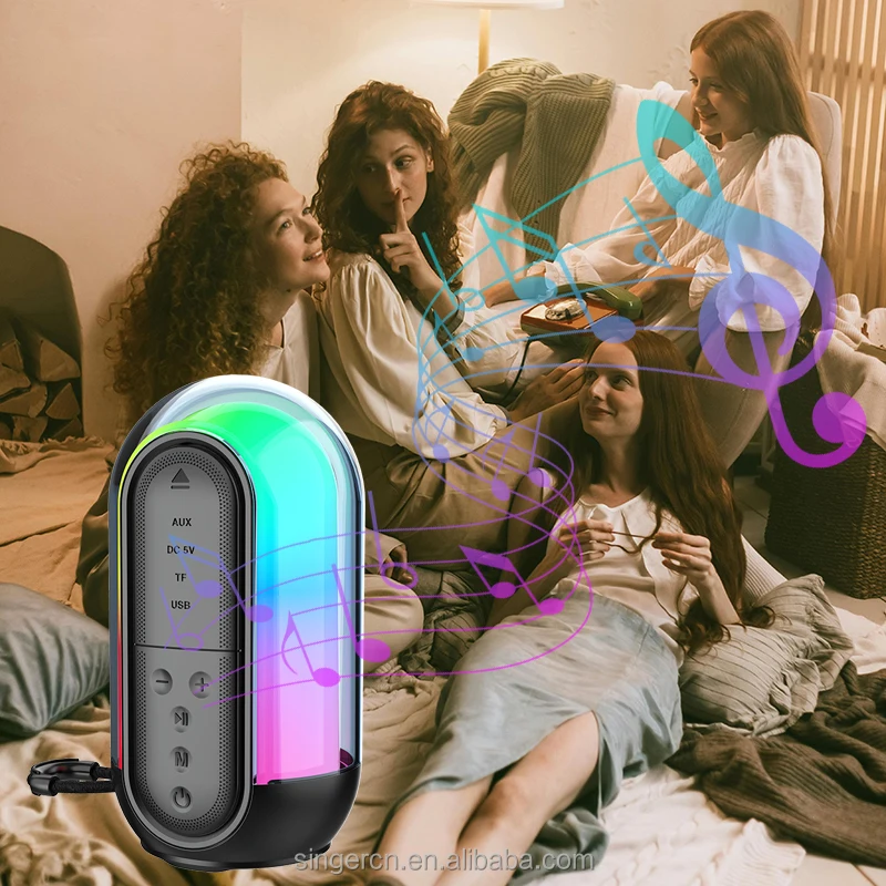 2025 جديد سمّاعات بلوتوث صغيرة في الهواء الطلق المحمولة اللاسلكية الألعاب Soundbox مصباح ليد مضخم الصوت ثلاثية الأبعاد صدمة باس قوي مع TWS TF