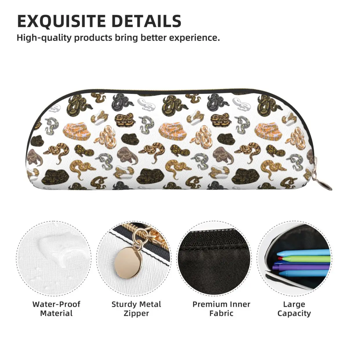 الكرة بيثون مورف الأفعى نمط مقلمة الحقيبة قلم رصاص تخزين لوازم مكتبية سعة كبيرة صندوق القلم حقيبة أقلام رصاص طالب