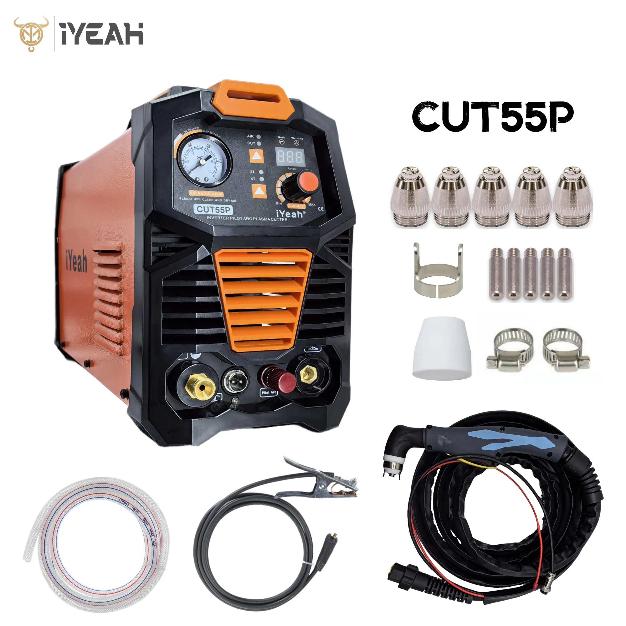 Pilot Arc CUT55P HF Plasma Cutter iYeah 110V/220V 55A Plastic Air Cutting Welder Machine With AG60P Torch MAX Cutting 20mm