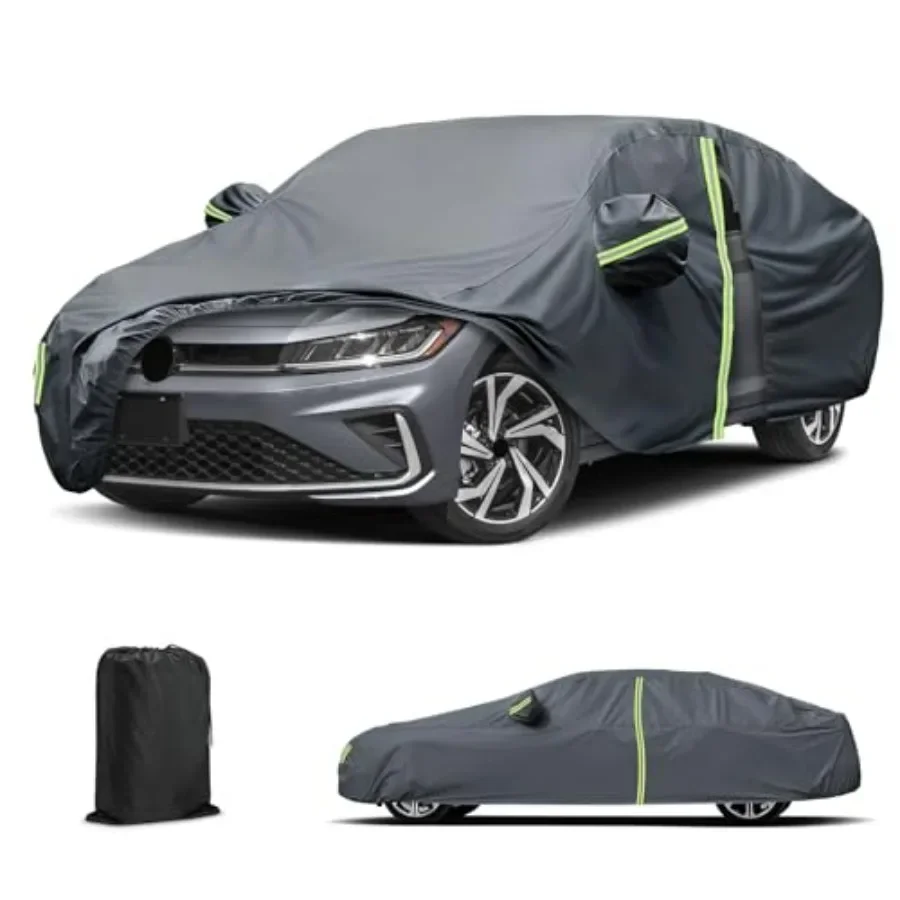 

Waterproof Car Cover for VW Jetta 2011-2025, All-Weather Outdoor Sedan Protection Against Sun UV Rain Dust Snow Wind, Grey Poly