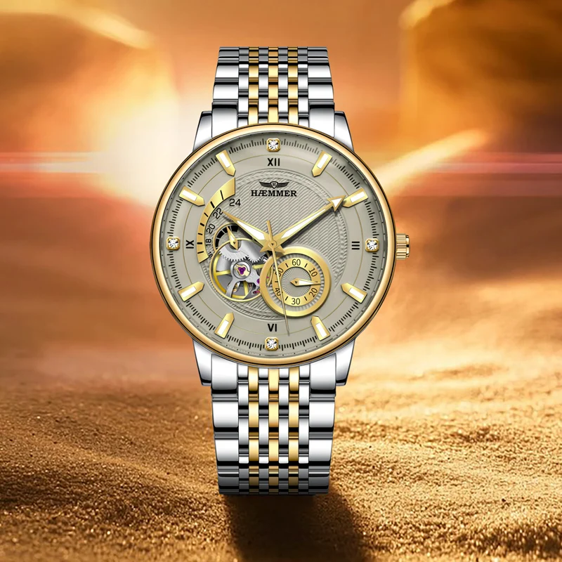 

Haemmer Pilot Watch из нержавеющей стали, водонепроницаемые деловые часы, мужские часы, лучший бренд, роскошные часы, мужские часы с таймером