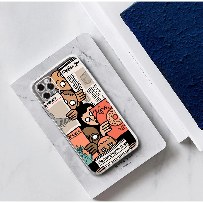 Lustige Bildansicht Zeitung New York Times iPhone 11 12 13 Pro Max X XS XR 7 8 Plus Klare, stoßfeste Linse, weiche Hülle
