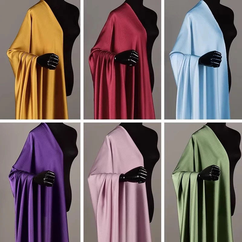 

Простая атласная шифоновая ткань, летняя тонкая по метрам для свадебного платья, одежды, занавесок, шитья своими руками, креповая ткань, гладкая сине-белая ткань