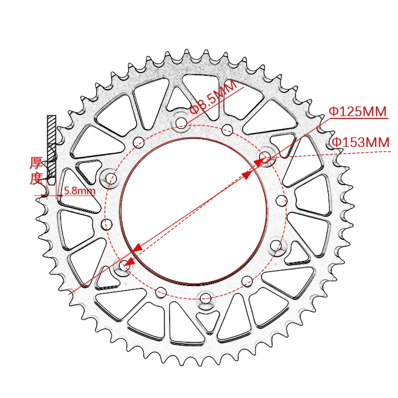 520 Chains Motorcycle 52T Rear Chain Sprocket With Bolts Nuts For  HONDA CR125R CR250R/250X/450RX MotoLand SHR BSE KAYO LQ REGUL