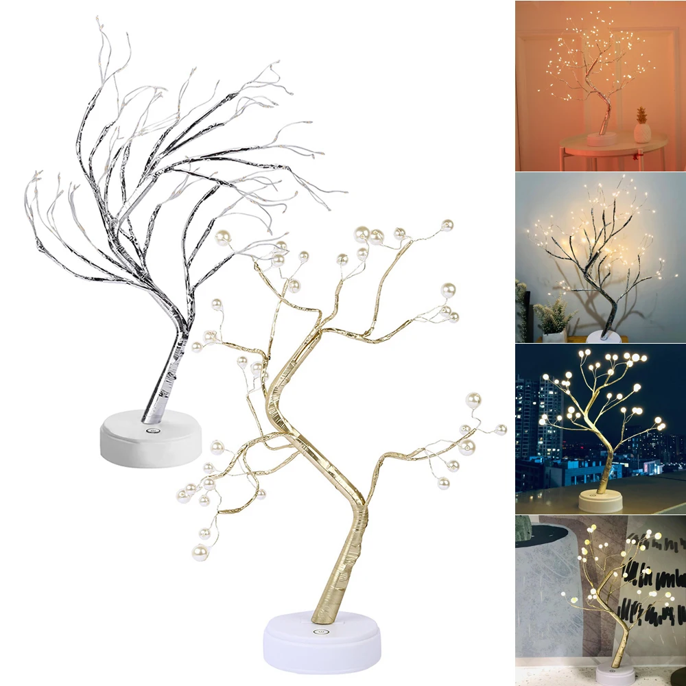 LED Desk Lamp DIY Night Light Creative Tree Lamp Adjustable Branch Home Party Decoration Table Light Bedside Atmosphere Lampe