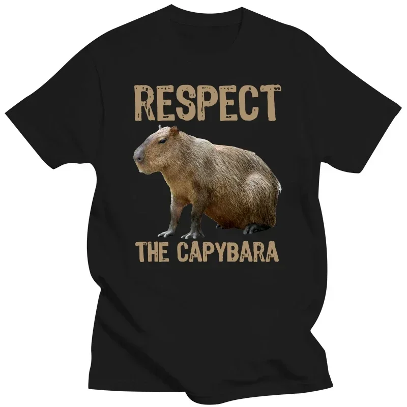 2024 tops Streetwear Men Harajuku Funny Man Clothes Respect The Capybaras Funny Capibara Photo Classic Cotton EU Size T Shirt