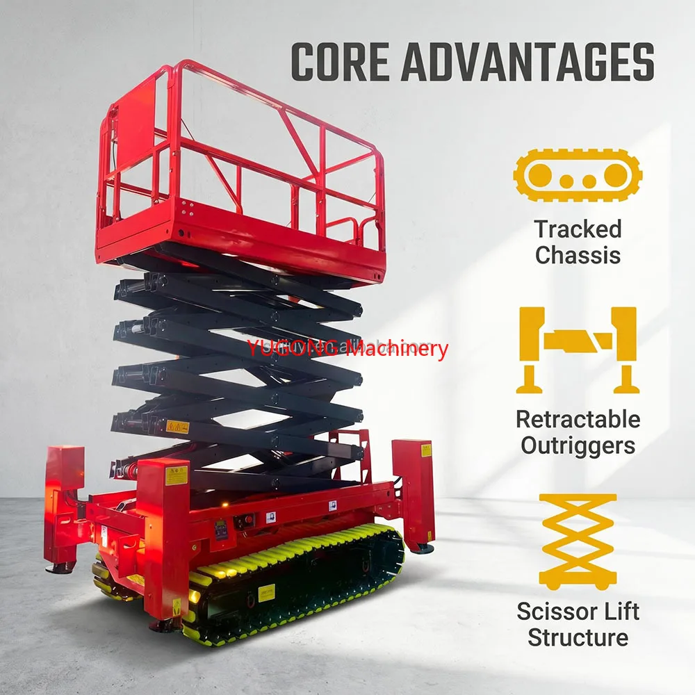 Crawler Man Lift Mobile Hydraulic Scissor Lift 10m Single Person Lift For General Industrial High-altitude Service