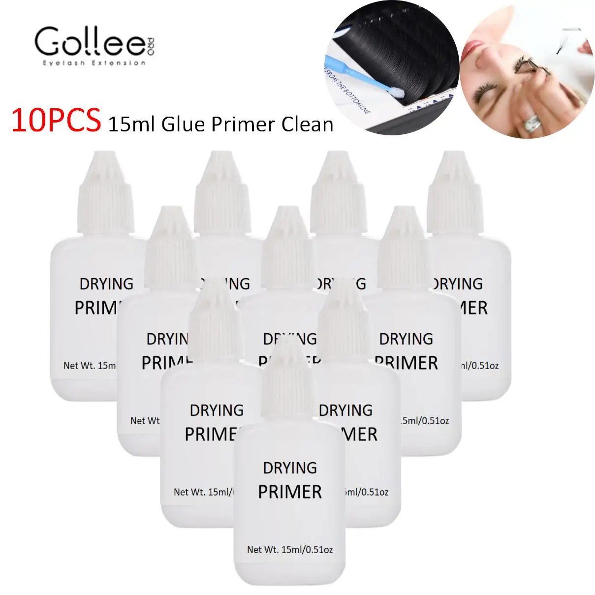 

Gollee 10PCS Wholesale Glue Primer Lash Cleaner Protein Oil Remover Eyelash Primer Increase Adhesive Bonding Power Lash Supplies