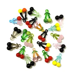2pcs Cute Cherry Glass Pendant Colorful Mini Berry Charms Fruit Ornaments for DIY Craft Supplies Holiday Party Gifts to Friends