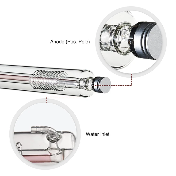 Premium H1 1112mm CO2 la ser Tube 75W 90W Diameter 80m for Industrial Cutting Machines, Water Cooled & High Power su pply