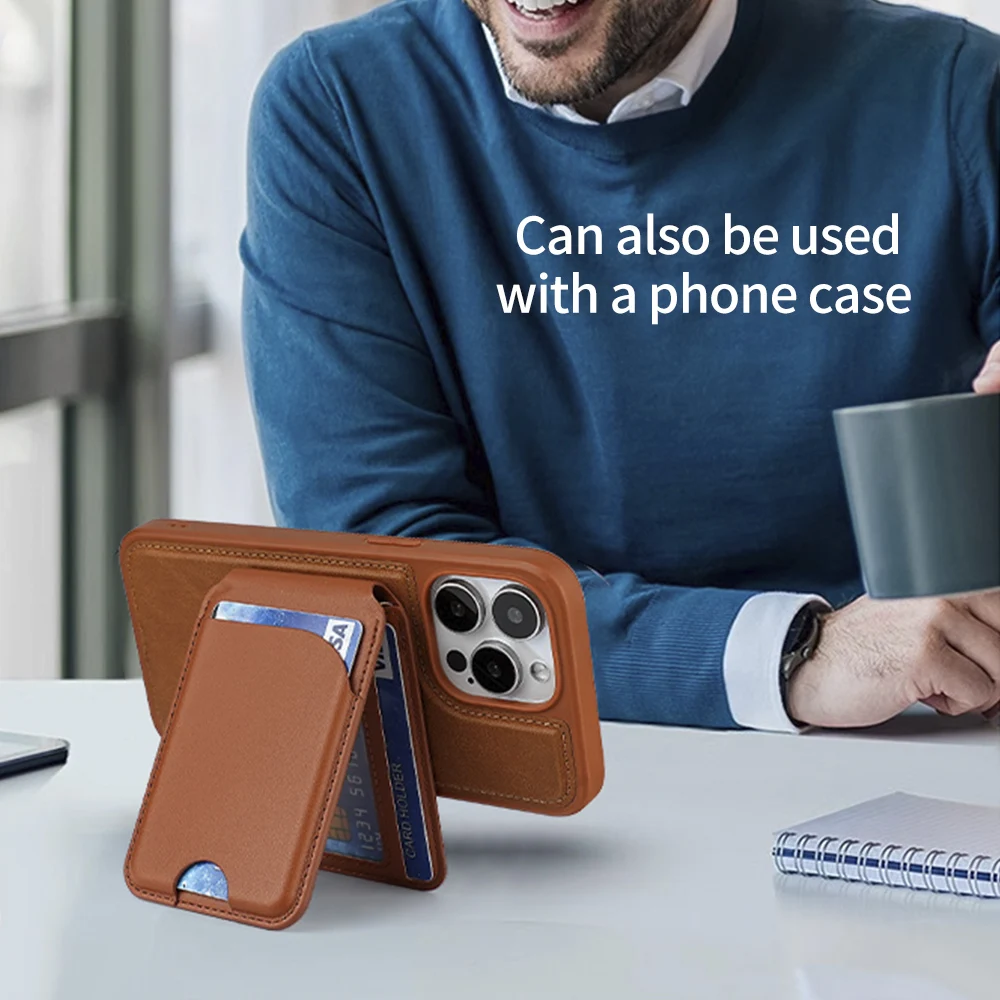 Luxury Leather Magnetic Wallet Case For iPhone 17 Pro Max 16 15 14 13 Detachable Card Holder Cover With Foldable Phone Stand view 6