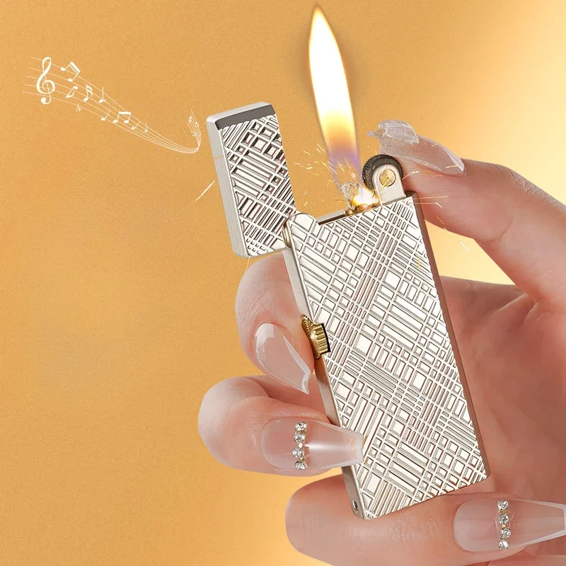 Ultra-thin Metal Three-dimensional Embossed Kerosene Lighter, Grinding Wheel Ignition, Personalized Gift for Men